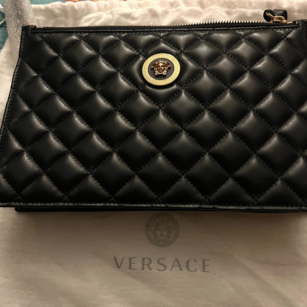 Versace Madusa quilted Clutch (converts into A Crossbody)